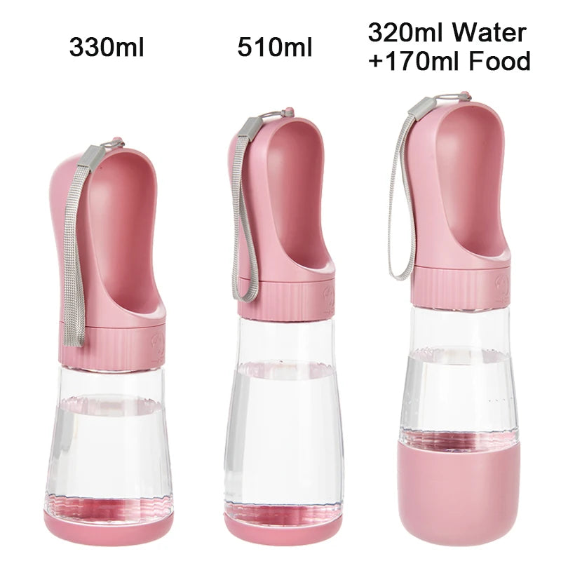 2 in 1 Large Dog Water Bottle with Food Dispenser Outdoor Puppy Cats Drinking Bowl for Small Dogs Bulldog Labrodor Pet Supplies