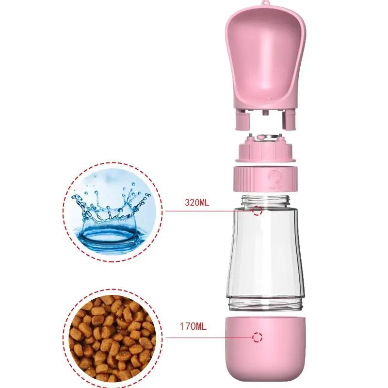 2 in 1 Large Dog Water Bottle with Food Dispenser Outdoor Puppy Cats Drinking Bowl for Small Dogs Bulldog Labrodor Pet Supplies